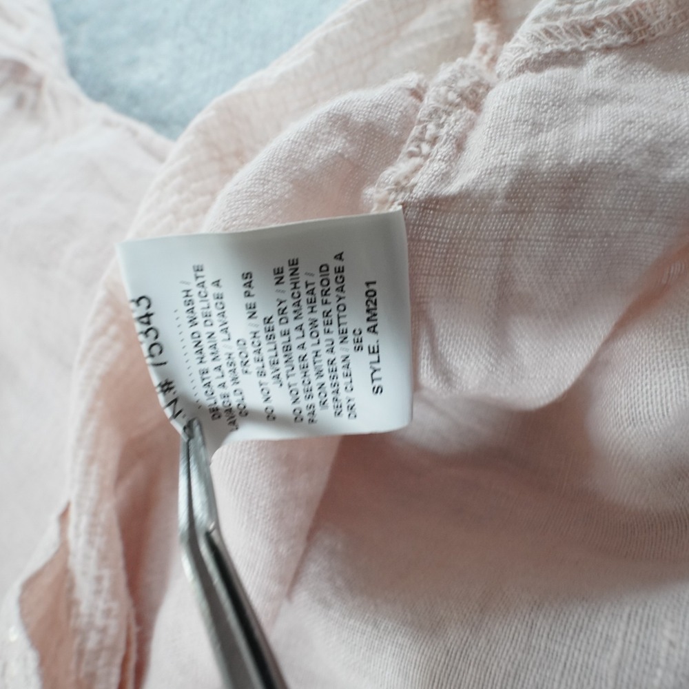 Bella Umbra Linen Top Womens L Blush Pink Sequins Relaxed Coastal Beach Italy - Picture 9 of 12